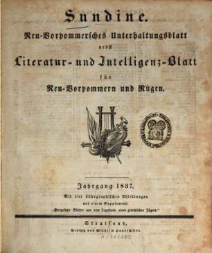 Sundine : Unterhaltungsblatt für Neu-Vorpommern und Rügen. 11. 1837