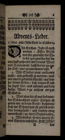 Advents-Lieder. - Weynachts-Lieder.