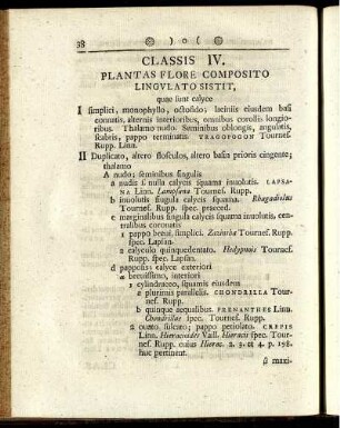 Classis IV. Plantas Flore Composito Lingulato Sistit ...