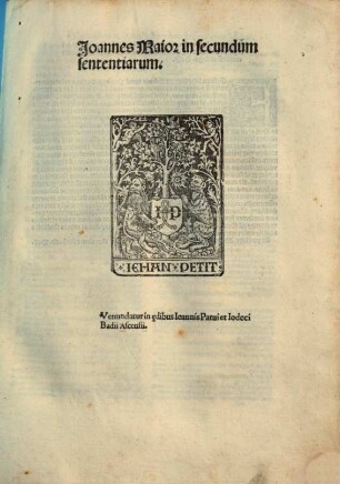 Joannes Maior in secundum sententiarum
