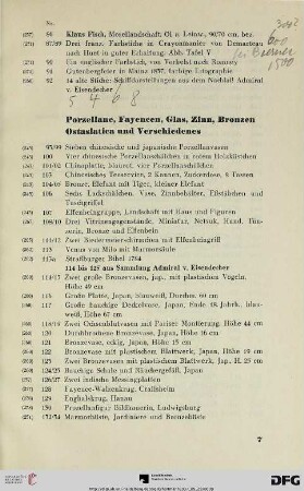 Porzellane, Fayencen, Glas, Zinn, Bronzen Ostasiatica und Verschiedenes (Nr. 93-257)