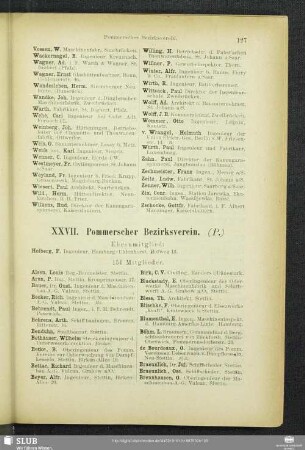 XXVII. Pommerscher Bezirksverein.