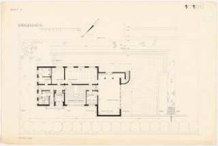 Gymnastikschule am See Monatskonkurrenz Dezember 1932: Grundriss Erdgeschoss; Maßstabsleiste