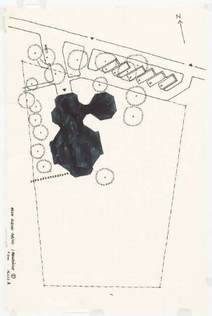 1. Kirche Christi Wissenschafter, Karlsruhe: Lageplan mit Parkfläche 1: 1:200