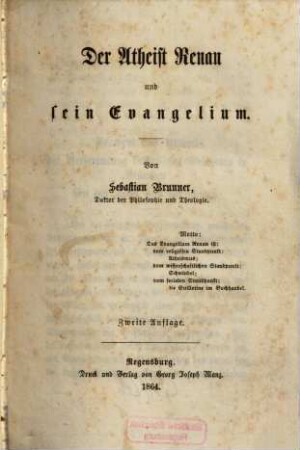 Der Atheist Renan und sein Evangelium