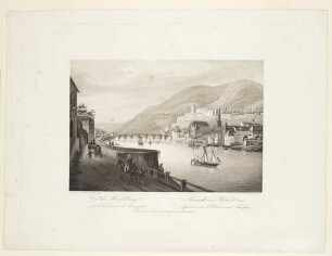 Heidelberg, Stadt, Schloss und Alte Brücke von Nordosten