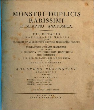Monstri duplicis rarissimi descriptio anatomica : diss. inaug. med.