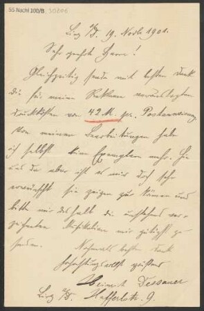 Brief an B. Schott's Söhne : 19.11.1901
