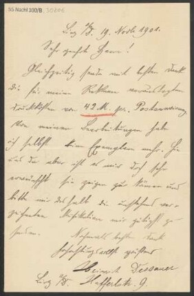 Brief an B. Schott's Söhne : 19.11.1901