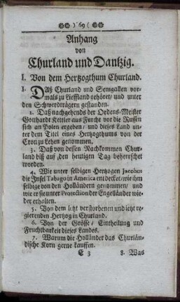 Anhang von Churland und Danzig.