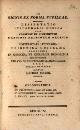 De signis ex forma pupillae : Diss. inaug. med.