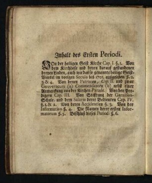 Inhalt der Ersten Periodi