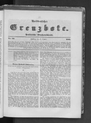 No. 23. Hamburg, den 27. October. 1861.