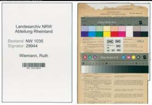 Entnazifizierung Ruth Wiemann , geb. 24.03.1912 (Chemischtechnische Assistentin)