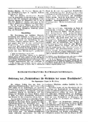 Gründung des "Reichsinstituts für Geschichte des neuen Deutschlands" : [Nichtamtlicher Teil]