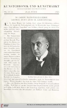 Neue Folge 35 = Jahrgang 59: 50 Jahre Nationalgalerie : Ludwig Justi zum 50. Geburtstag