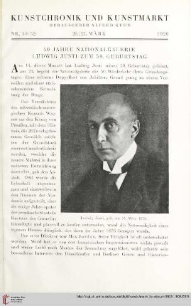 Neue Folge 35 = Jahrgang 59: 50 Jahre Nationalgalerie : Ludwig Justi zum 50. Geburtstag