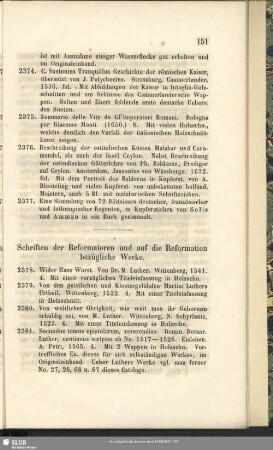 Schriften der Reformatoren und auf die Reformation bezügliche Werke
