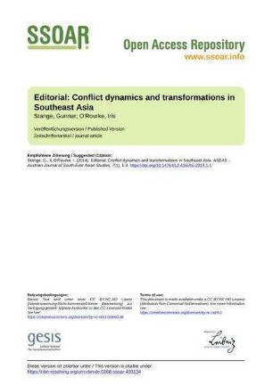 Editorial: Conflict dynamics and transformations in Southeast Asia