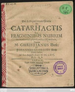 De Catarhactis Seu Fragminibus Nubium