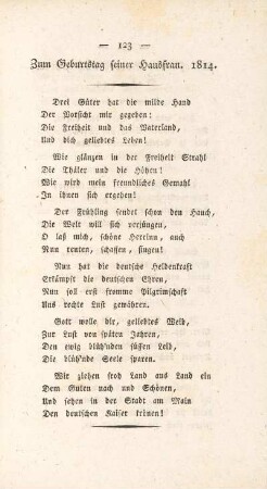 Zum Geburtstag seiner Hausfrau. 1814