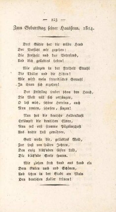 Zum Geburtstag seiner Hausfrau. 1814