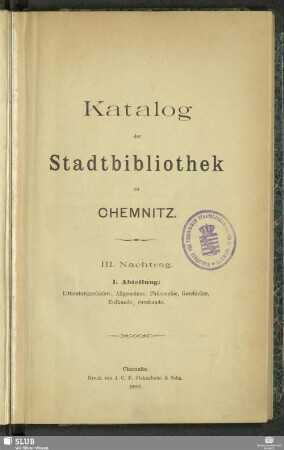 1. Abt.: III. Nachtrag
