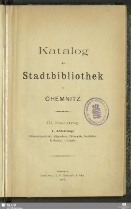 1. Abt.: III. Nachtrag