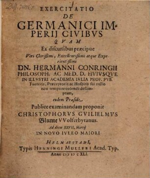 Exercitatio De Germanici Imperii Civibus