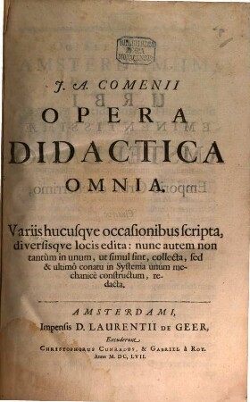 J. A[mos] Comenii Opera didactica omnia