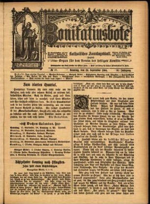 Erste Ausgabe vom Sonntag, den 25. September 1904.