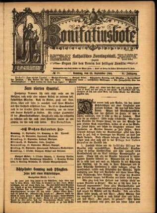 Erste Ausgabe vom Sonntag, den 25. September 1904.