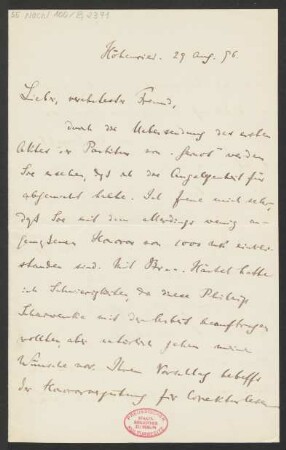 Brief an Karl Klindworth : 29.08.1896