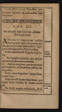 Cap. XLI. De adiunctis Duci exercitus Administris ac officiariis.
