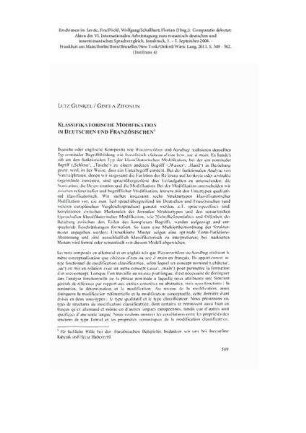 Klassifikatorische Modifikation im Deutschen und Französischen