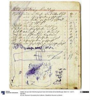 Seiten (9) aus dem Rechnungsbuch des Schmiedes Ernst Breithaupt
