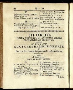III. Ordo.