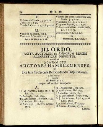 III. Ordo.
