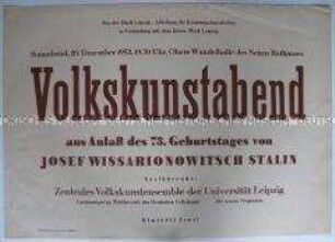 Maueranschlag mit der Ankündigung eines Volkskunst- Abends