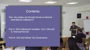 Panel II: The G20 and Global Economic Governance: from informal to "informal + formal": G20 and Global Tax Governance