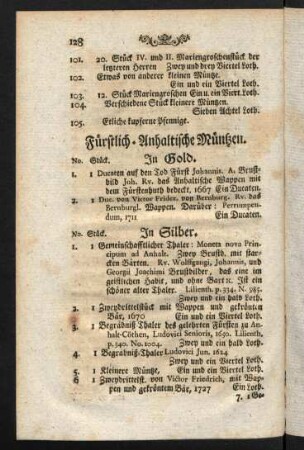 128-129, Fürstlich-Anhaltische Müntzen.