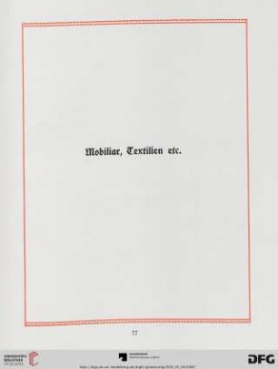 Mobiliar, Textilien etc. (Nr. 237-277)