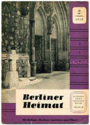 Quartalszeitschrift zur Geschichte Berlins "Berliner Heimat"