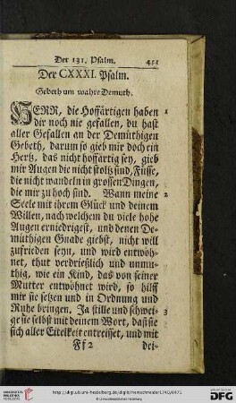 Der CXXXI. Psalm - Der CXL. Psalm