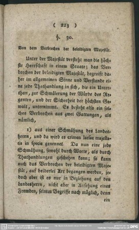 §. 30. Von dem Verbrechen der beleidigten Majestät