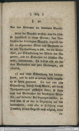 §. 30. Von dem Verbrechen der beleidigten Majestät