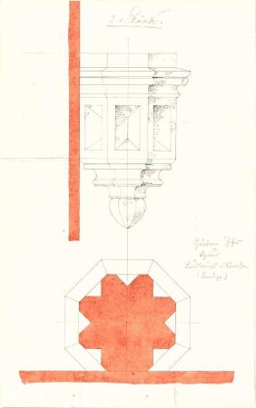 Gärtner, Friedrich von; Gärtnerhaus - Fassadenteil (Ansichten)