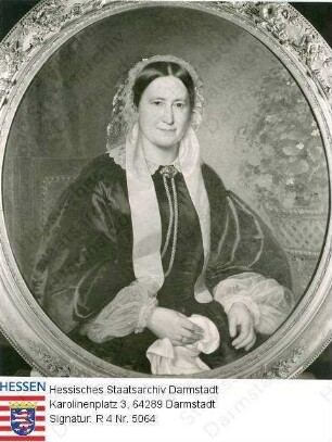 Görts, Elise v. geb. Ritz (1807-1889) / Porträt, sitzend, Halbfigur, in Rahmen