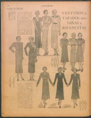 Vestidos y tapados para niñas y jovencitas [Dibujos] : Para la mujer