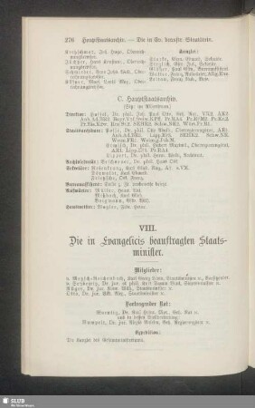 VIII. Die in Evangelicis beauftragten Staatsminister